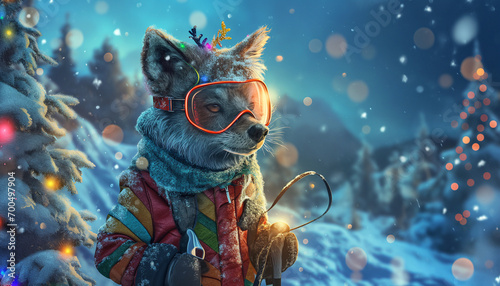 Anthropomorphic Fox Adventurer in Snowy Winter Wonderland © Mathieu