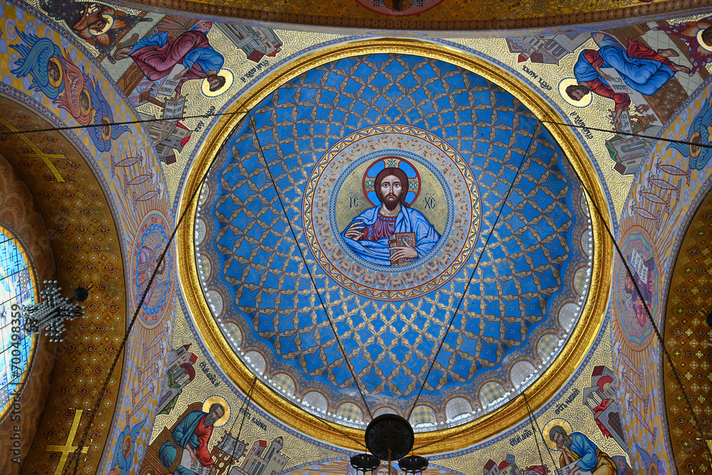 Mosaic dome of St. Nicholas Naval Cathedral in Kronstadt