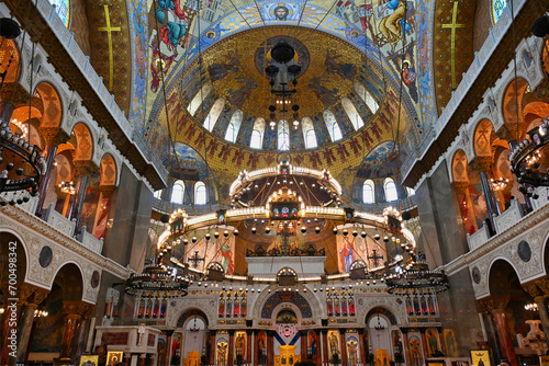 Beautiful interior of St. Nicholas Naval Cathedral in Kronstadt