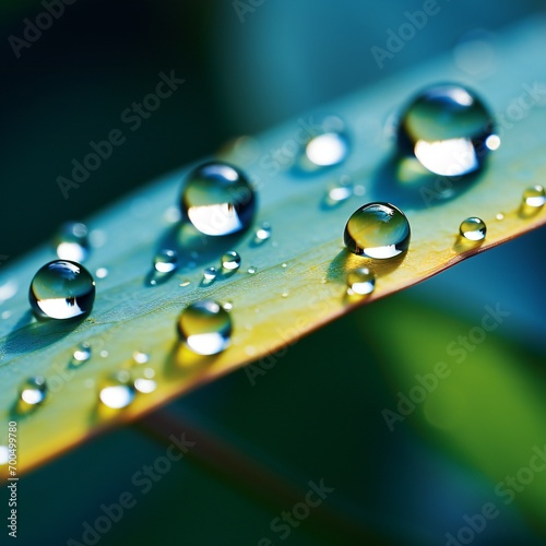 Dew drops on a green grass