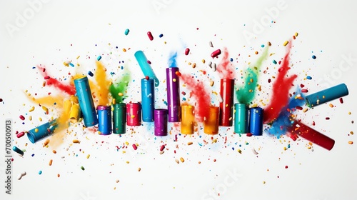 a group of colorful objects exploding