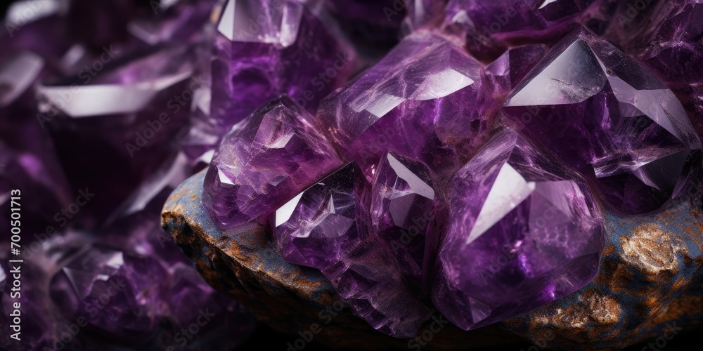 Macro detail to precious stone consisting of a violet or purple variety of quartz, ametyst raw material stone, jewelry concept Macro detail to precious stone consisting of a violet or purple variety of quartz, ametyst raw material stone, jewelry concept