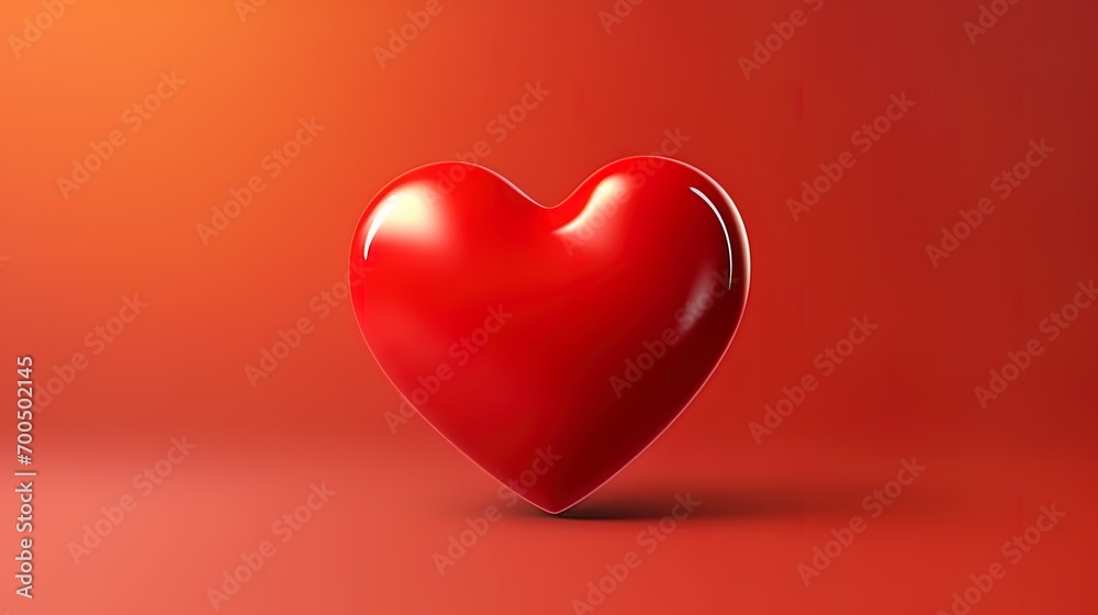 Symbol of Love and Valentine's Red heart shape isolated on red background