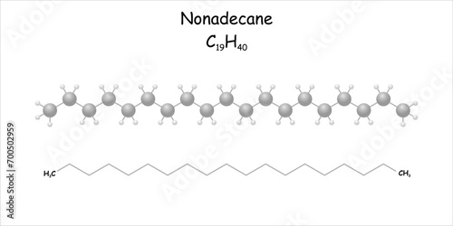 Stylized molecule model/structural formula of nonadecane. photo