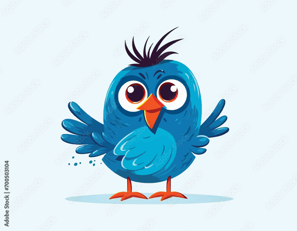 funny blue bird cartoon vector on a isolated background funny blue bird cartoon vector on a isolated background