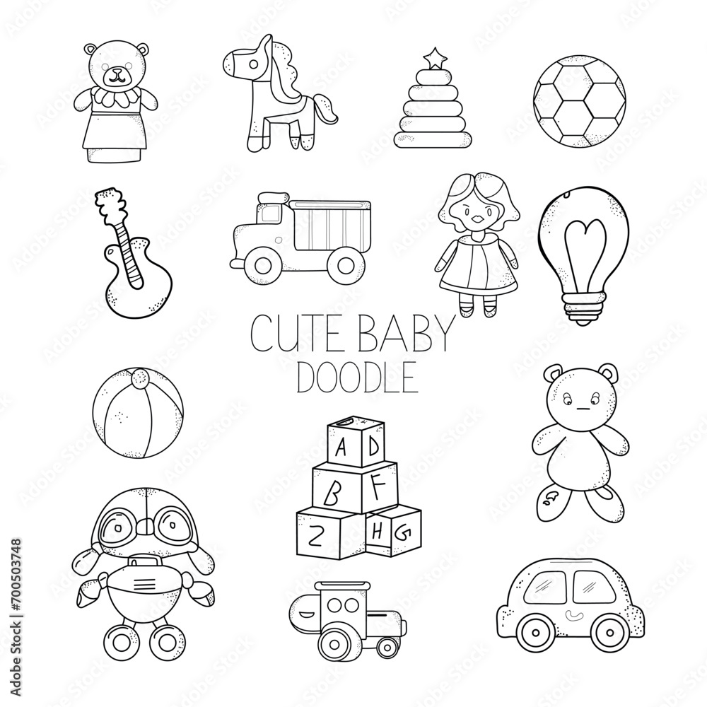 Cute baby doodle art illustration, hand-drawn Cute baby elements Cute baby doodle art illustration, hand-drawn Cute baby elements