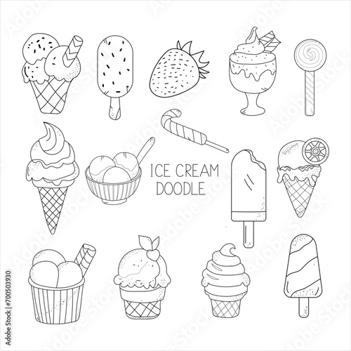 ICE cream doodle  art illustration  hand-drawn ICE cream elements