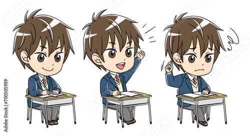 勉強する男子高校生