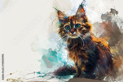 illustration design of a painting style racing cat