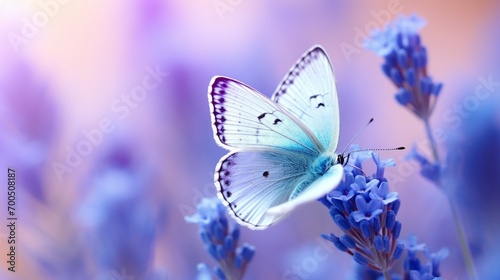 butterfly sitting on spring flower generated by AI tool © Aqsa