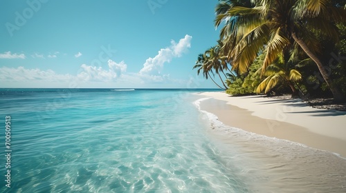 Beautiful tropical island with palm trees and beach © Athena