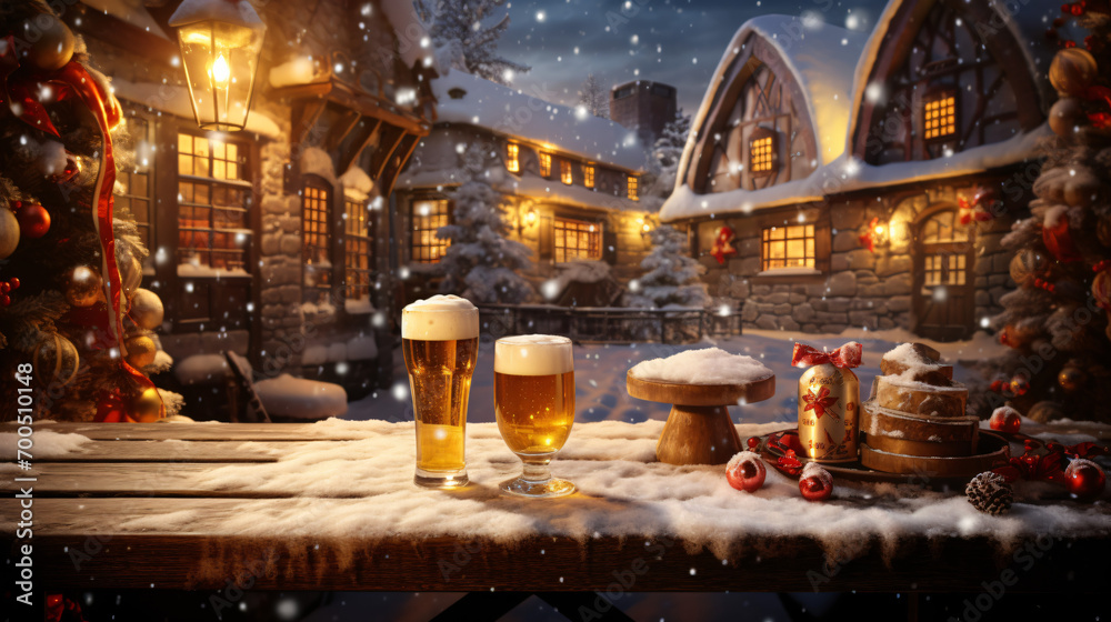 Festive atmosphere with holiday beer