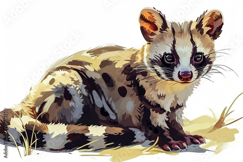 illustration design of a painting style civet cat photo