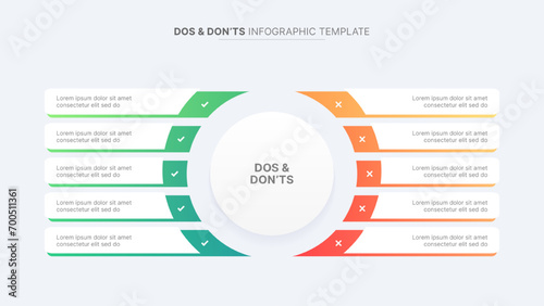 Circle Round Dos and Don'ts, Pros and Cons, VS, Versus Comparison Infographic Design Template