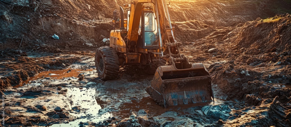 Backhoe Water Backhoe was been used to take away debris out of ground for the free ...