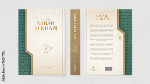 Islamic Arabic Style Book Cover Template Design with Arabesque Moroccan Pattern photo