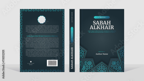 Islamic Arabic Style Book Cover Template Design with Arabesque Moroccan Pattern photo