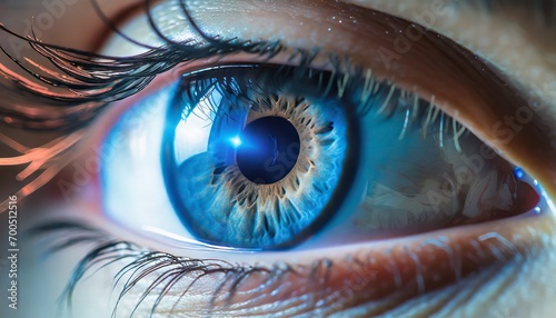 Closeup of Blue Eyes - Concept of Eye Laser Surgery - LASIK - Eye Medicial Procedure photo