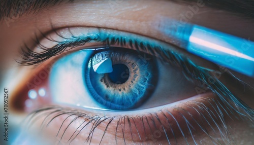 Closeup of Blue Eyes - Concept of Eye Laser Surgery - LASIK - Eye Medicial Procedure photo