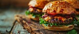 Close shot of the meat like plant based patties for vegetarian beef burgers being grilled on hot griddle. Creative Banner. Copyspace image