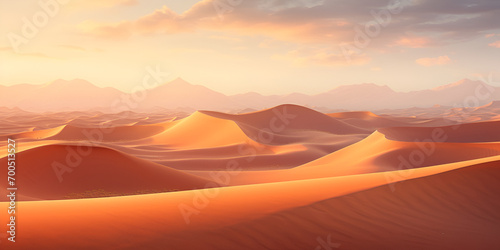 Beautiful view of desert sand and blue sky,Golden Dunes At Sunset Captivating Desert Scenery In Denmark ,A desert landscape with sand dunes and mountains 