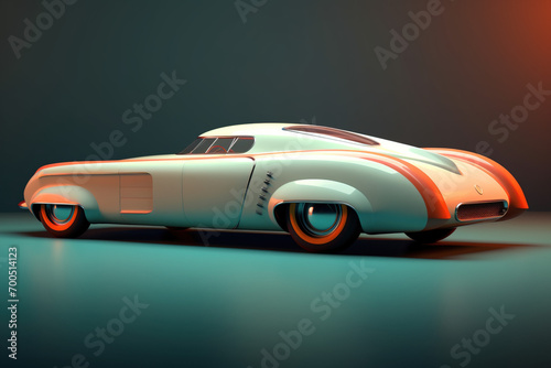 Retro-Futuristic Concept Car on Simple Background