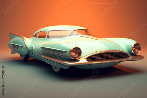 Retro-Futuristic Concept Car on Simple Background