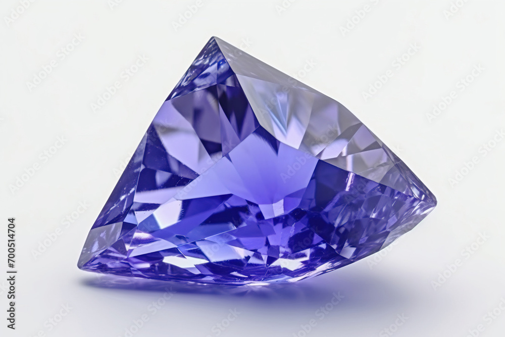 Tanzanite is a rare precious natural stone on a white background. AI generated. Header banner mockup with space. Tanzanite is a rare precious natural stone on a white background. AI generated. Header banner mockup with space.