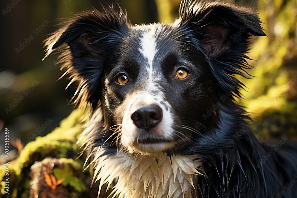 Purebred purebred beautiful border collie dog breed, background nature isolate.