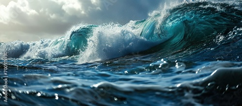 Angry ocean waves Dangerous powerful storm surge wave. Creative Banner. Copyspace image © HN Works