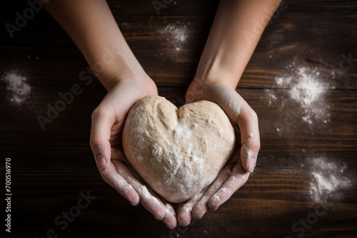 Masa de harina en forma de corazón. photo