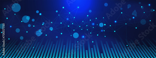Digital technology banner background with connecting dots and lines. Big data visualization, innovation future data and internet network connection concept.
