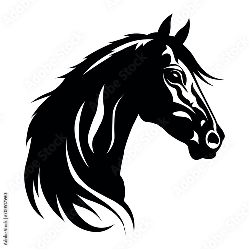 Fototapeta Naklejka Na Ścianę i Meble -  Horse black vector icon on white background