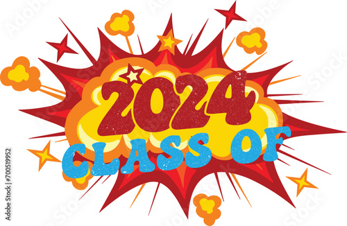Lettering Senior Class of 2024 for greeting, invitation card. Text for graduation design, congratulation event, T-shirt, party, high school 