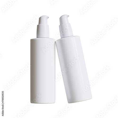 Cosmetic bottle cream or container with pump dispenser isolated on white background. Plastic cream tube. Cosmetic packaging mock up rendering illustration