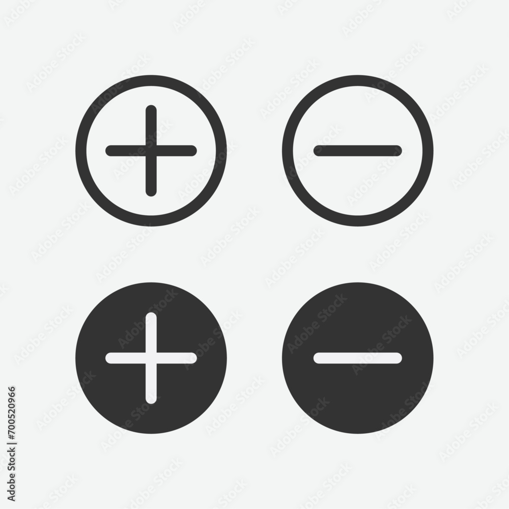 Obraz premium Plus and minus icon. Plus and less icon simple add sign vector