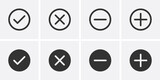 Check mark and Cross symbol icon vector. Plus and minus symbol icon vector illustration 