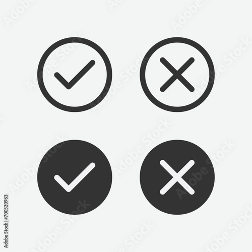 Check mark and Cross symbol icon vector. Yes or No Vector Illustration