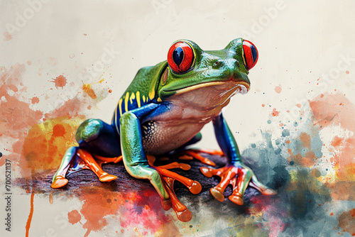 illustration design of a painting style frog photo