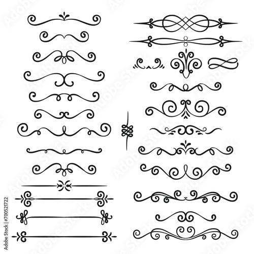 Collection of calligraphic hand drawn elegant vintage ornament elements