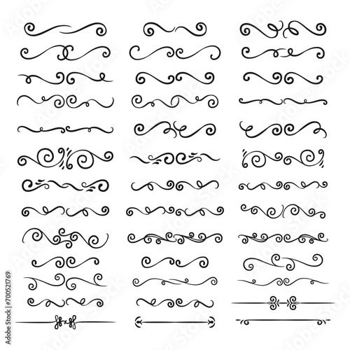 Collection of calligraphic hand drawn elegant vintage ornament elements
