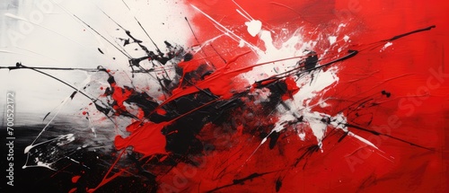Panel kuchenny z motywem red with black and white abstract painting
