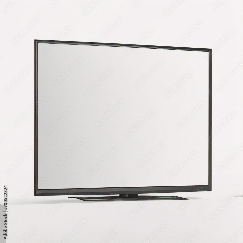 Flache Designillustration eines Monitors für Computer oder Fernseher. Schwarzer Rahmen mit leerem weißen Bildschirm zum Hinzufügen von Text oder Bild. Isoliert auf weißem Hintergrund, Vektor Flache Designillustration eines Monitors für Computer oder Fernseher. Schwarzer Rahmen mit leerem weißen Bildschirm zum Hinzufügen von Text oder Bild. Isoliert auf weißem Hintergrund, Vektor