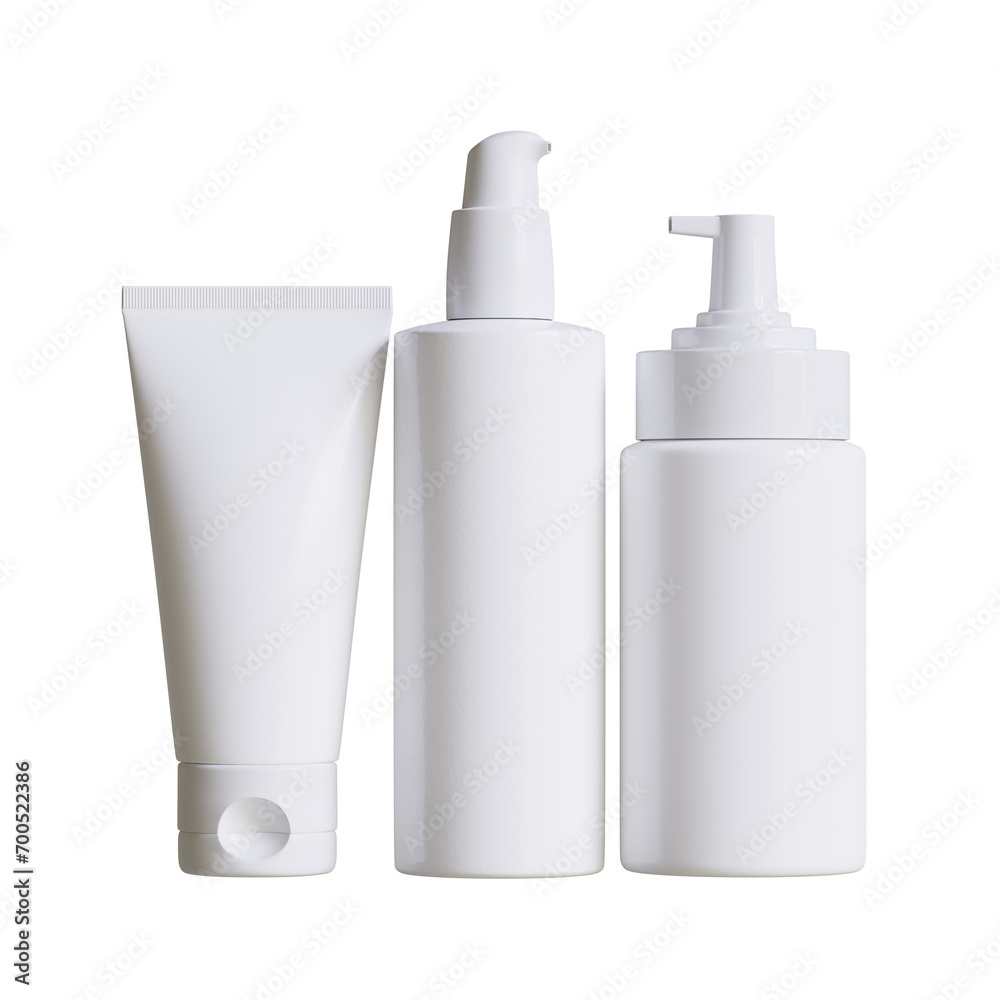 Cosmetic bottle cream or container with pump dispenser isolated on white background. Plastic cream tube. Cosmetic packaging mock up rendering illustration Cosmetic bottle cream or container with pump dispenser isolated on white background. Plastic cream tube. Cosmetic packaging mock up rendering illustration