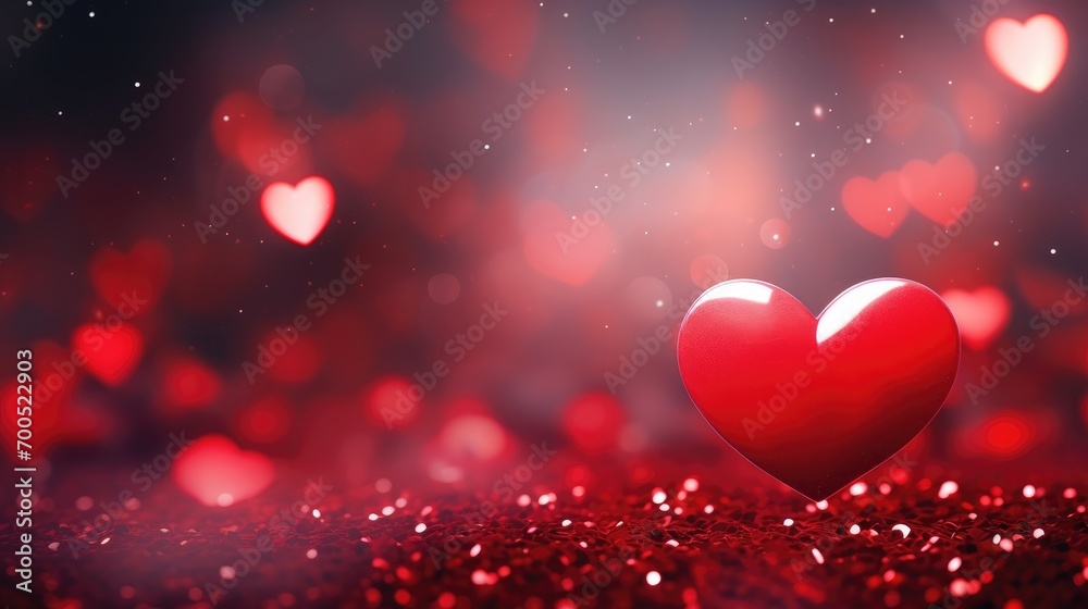 Red heart on abstract light background. Valentine Day concept.