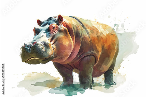illustration design of a hippo painting style photo