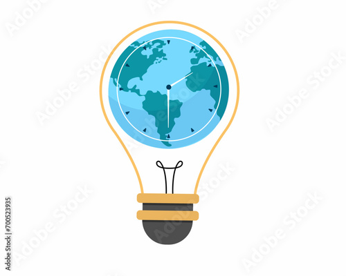 Turning off lights to save electricity Save Planet earth 60 minutes without electricity vector illustration.