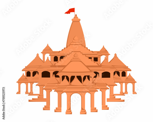 Lord Ram Temple or Mandir also called Ram Janmabhoomi Ayodhya vector illustration
