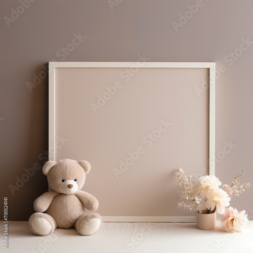 Birthday card, engagement card, greeting card template, teddy bear in the window