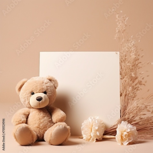 Birthday card, engagement card, greeting card template, teddy bear and gift box